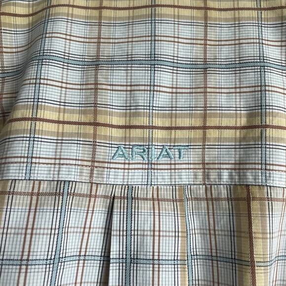 Ariat Men Shirt XL Blue Plaid Long Sleeve Button Down Pocket Workwear Office - Picture 11 of 13